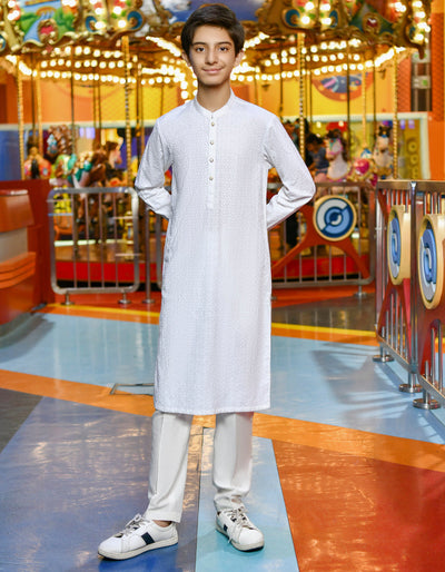 Blended White Shalwar Kameez - J. Junaid Jamshed