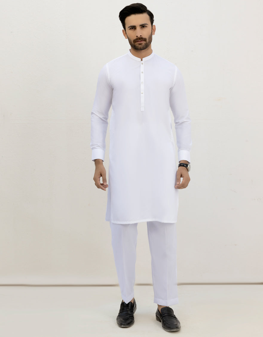 Blended Off White Kurta Pajama - J. Junaid Jamshed