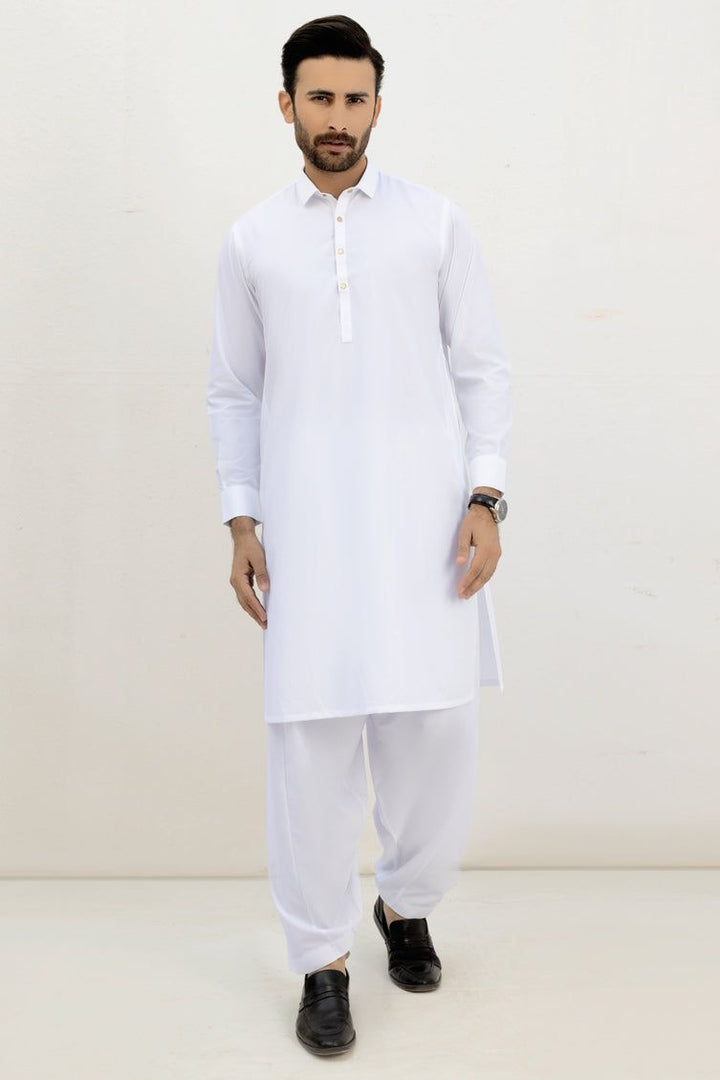 Blended Off White Kameez Shalwar - J. Junaid Jamshed