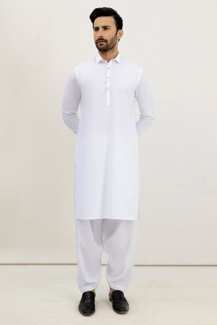 Blended Off White Kameez Shalwar - J. Junaid Jamshed