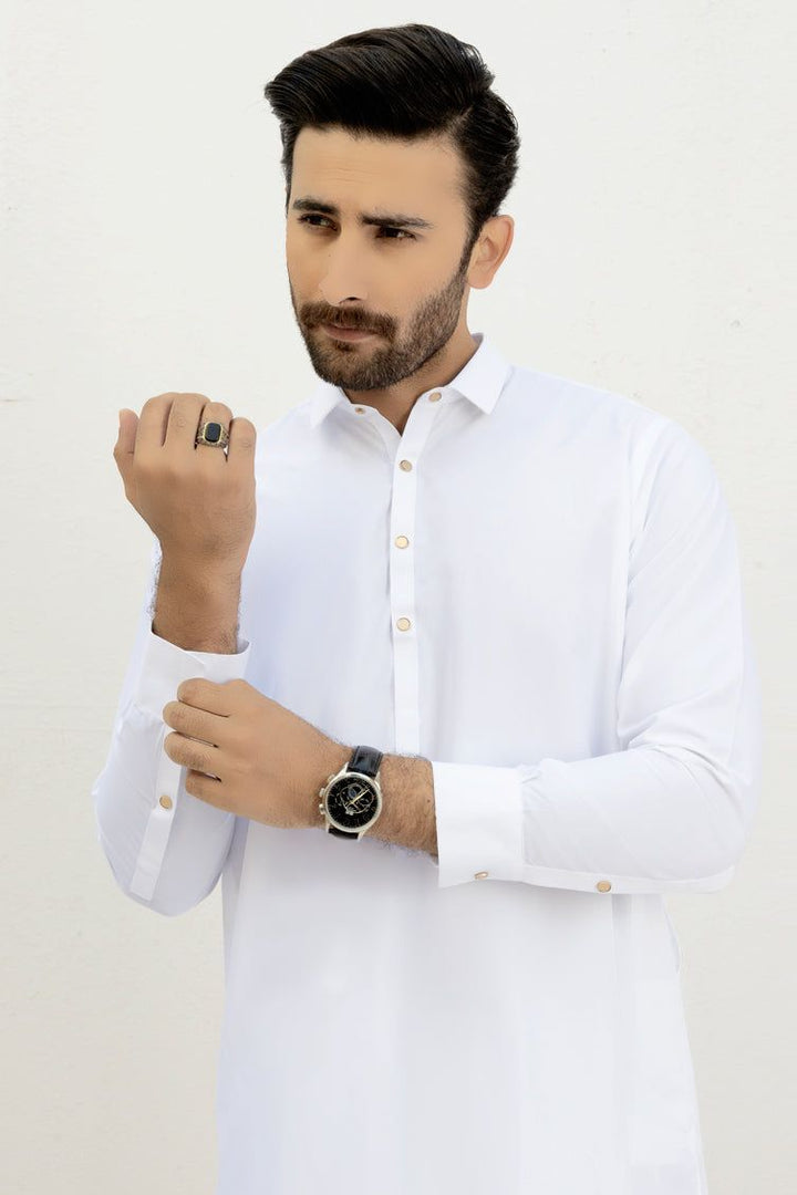 Blended Off White Kameez Shalwar - J. Junaid Jamshed