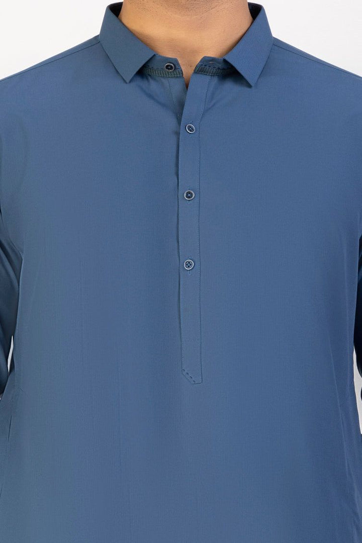 Blended Blue Kameez Shalwar - J. Junaid Jamshed
