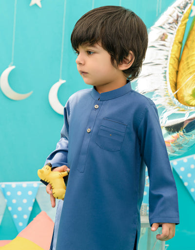 Blended Blue Kurta Pajama - J. Junaid Jamshed