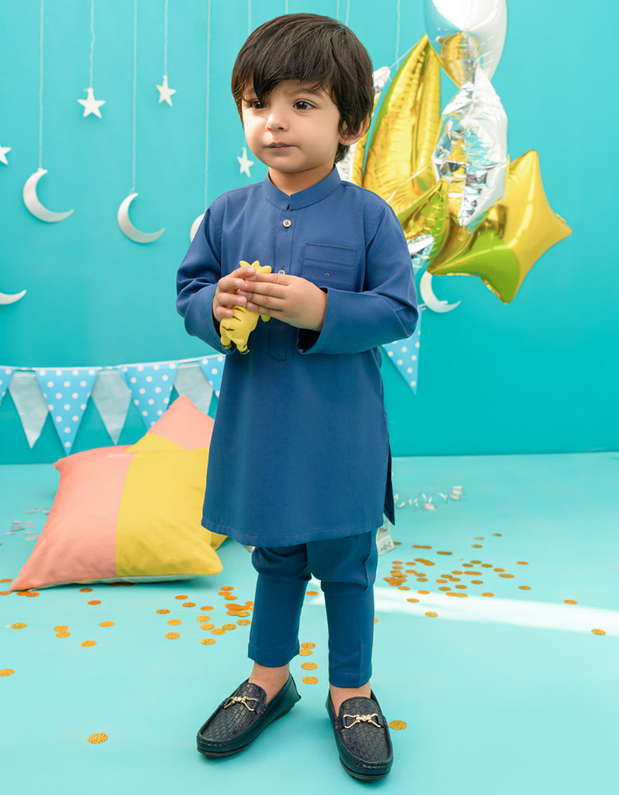 Blended Blue Kurta Pajama - J. Junaid Jamshed