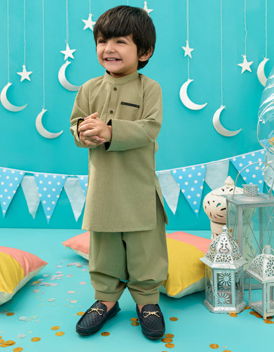 Blended Green Kameez Shalwar - J. Junaid Jamshed