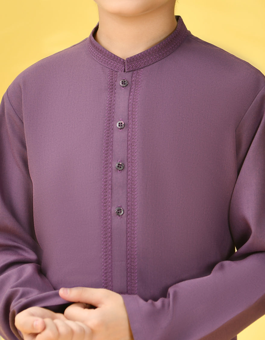 Blended Purple Kurta Trouser - J. Junaid Jamshed