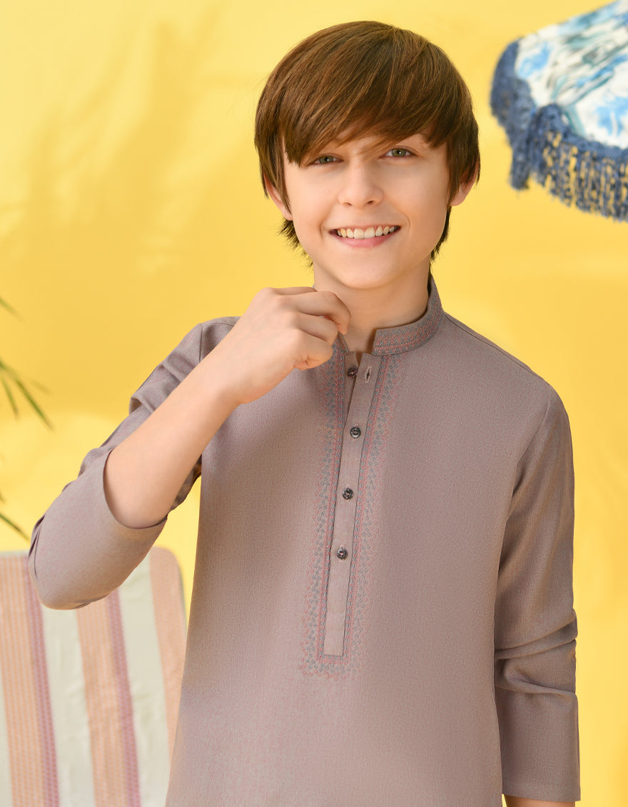 Blended Dark Grey Kurta Trouser - J. Junaid Jamshed