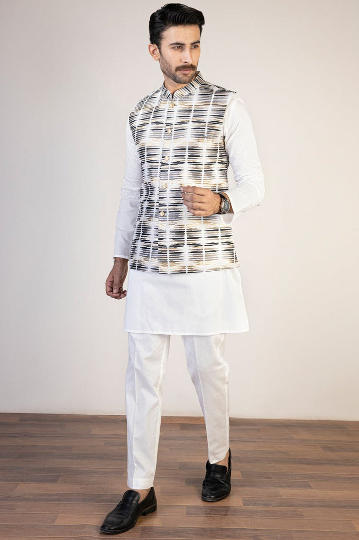 Polyester White Waistcoat - Almirah