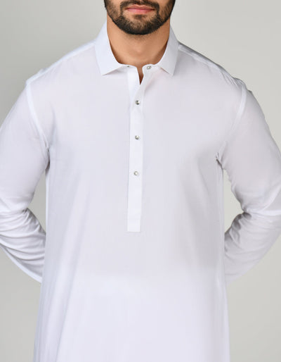 Cotton White Shalwar Kameez - J. Junaid Jamshed