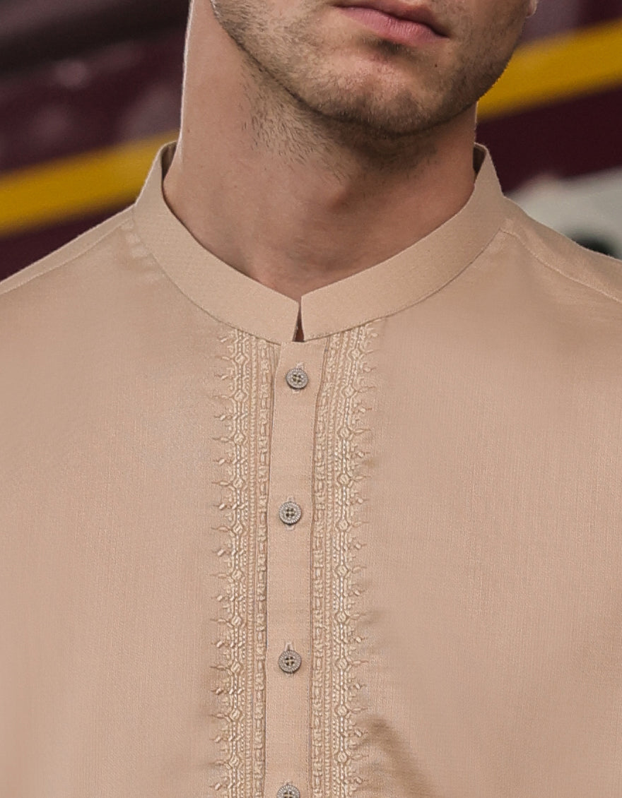 Cotton Beige Shalwar Kameez - J. Junaid Jamshed