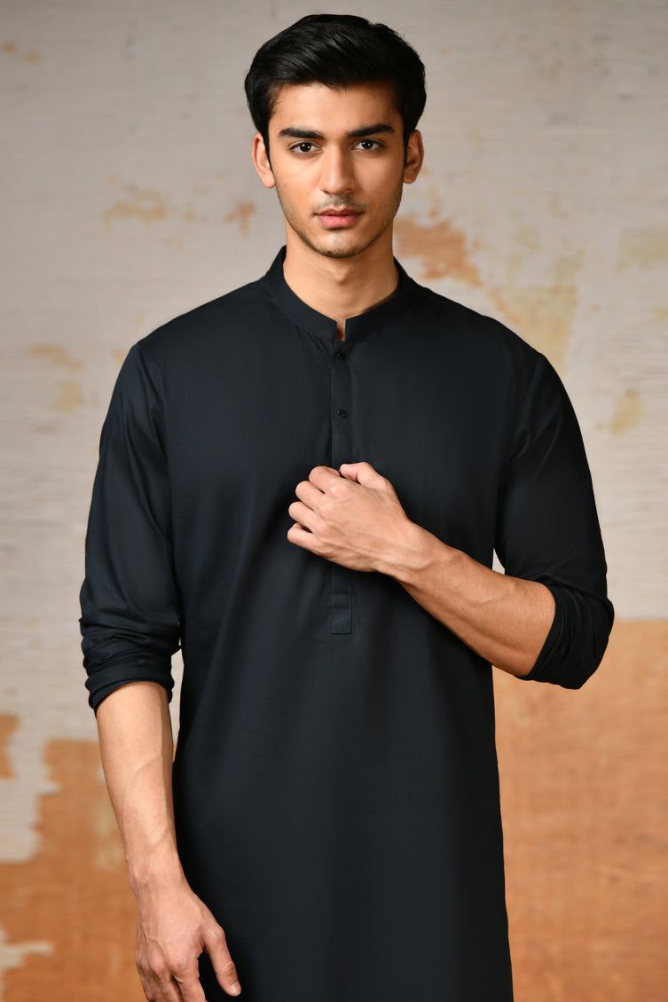 Cotton Blue Kurta - J. Junaid Jamshed