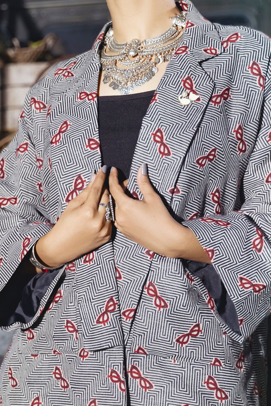 Dyed Black & White Jacket - Almirah
