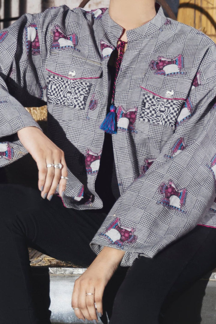 Blended Black & White Jacket - Almirah