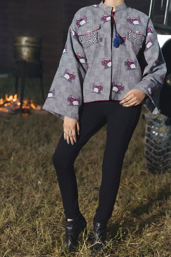 Blended Black & White Jacket - Almirah