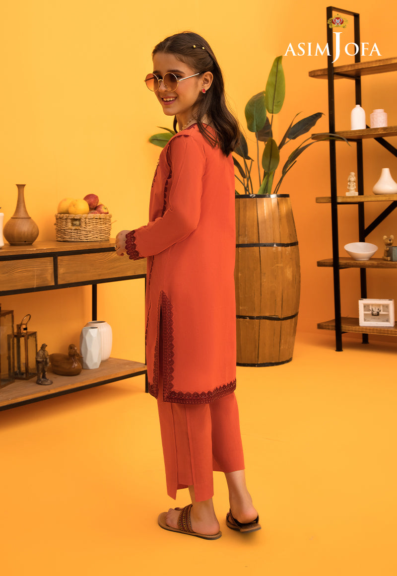 Cambric Orange 2 Piece Suit - Asim Jofa