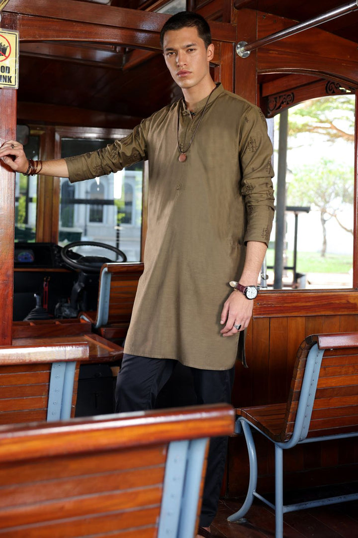 Cotton Mehendi Green Kurta - Almirah