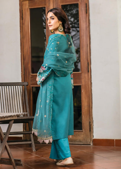 Embroidered Lawn  Green 3 Piece Suit - Khas