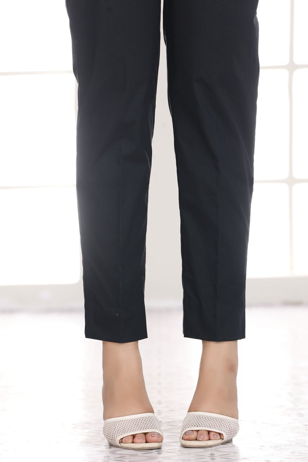 Black Cotton Plain Trousers - Stonez