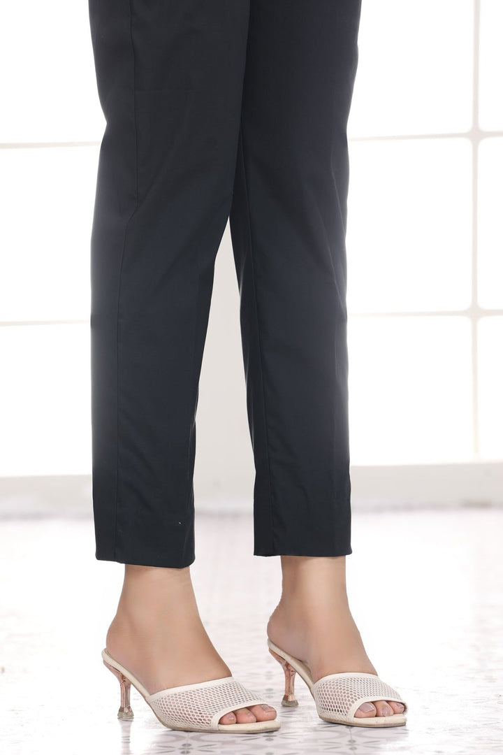 Black Cotton Plain Trousers - Stonez