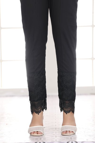 Black Cotton Lace Trousers - Stonez