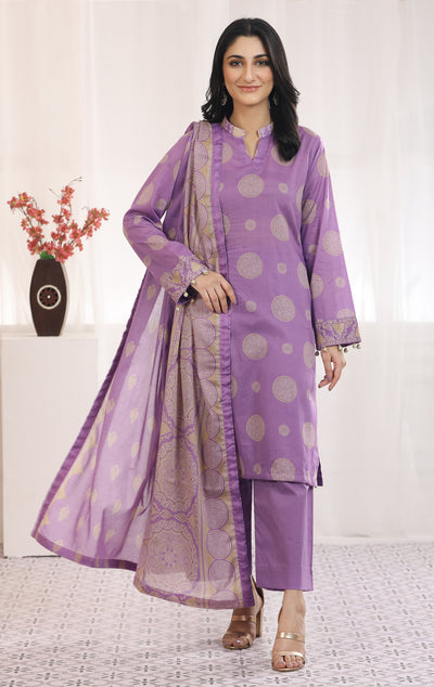 Lawn Purple 3 Piece Suit - Nishat Linen