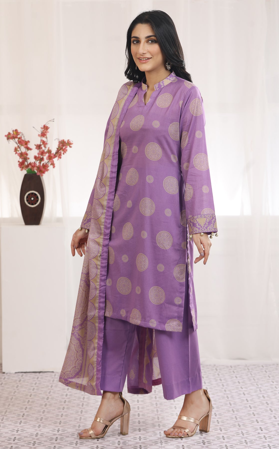 Lawn Purple 3 Piece Suit - Nishat Linen