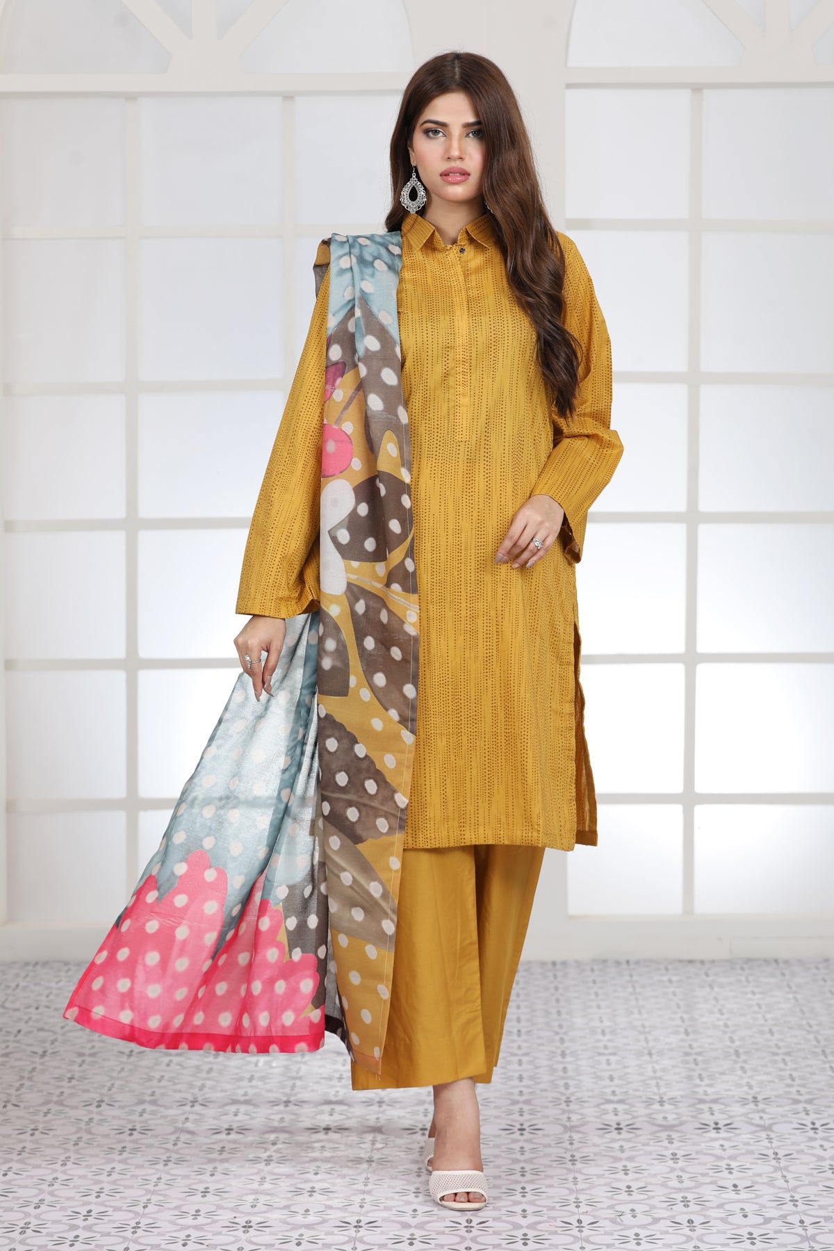 Mustard Cambric Suit (3 Piece) - Limelight