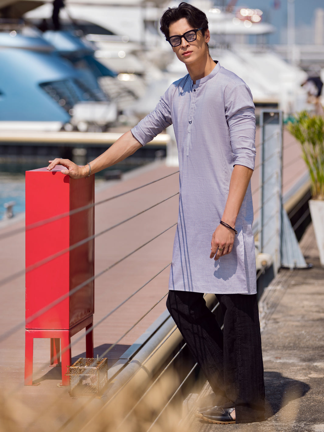 Cotton Light Purple Kurta - J. Junaid Jamshed