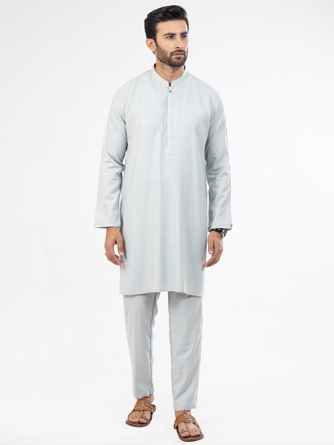 Polyester Viscose Light Blue Kurta Trouser - Almirah