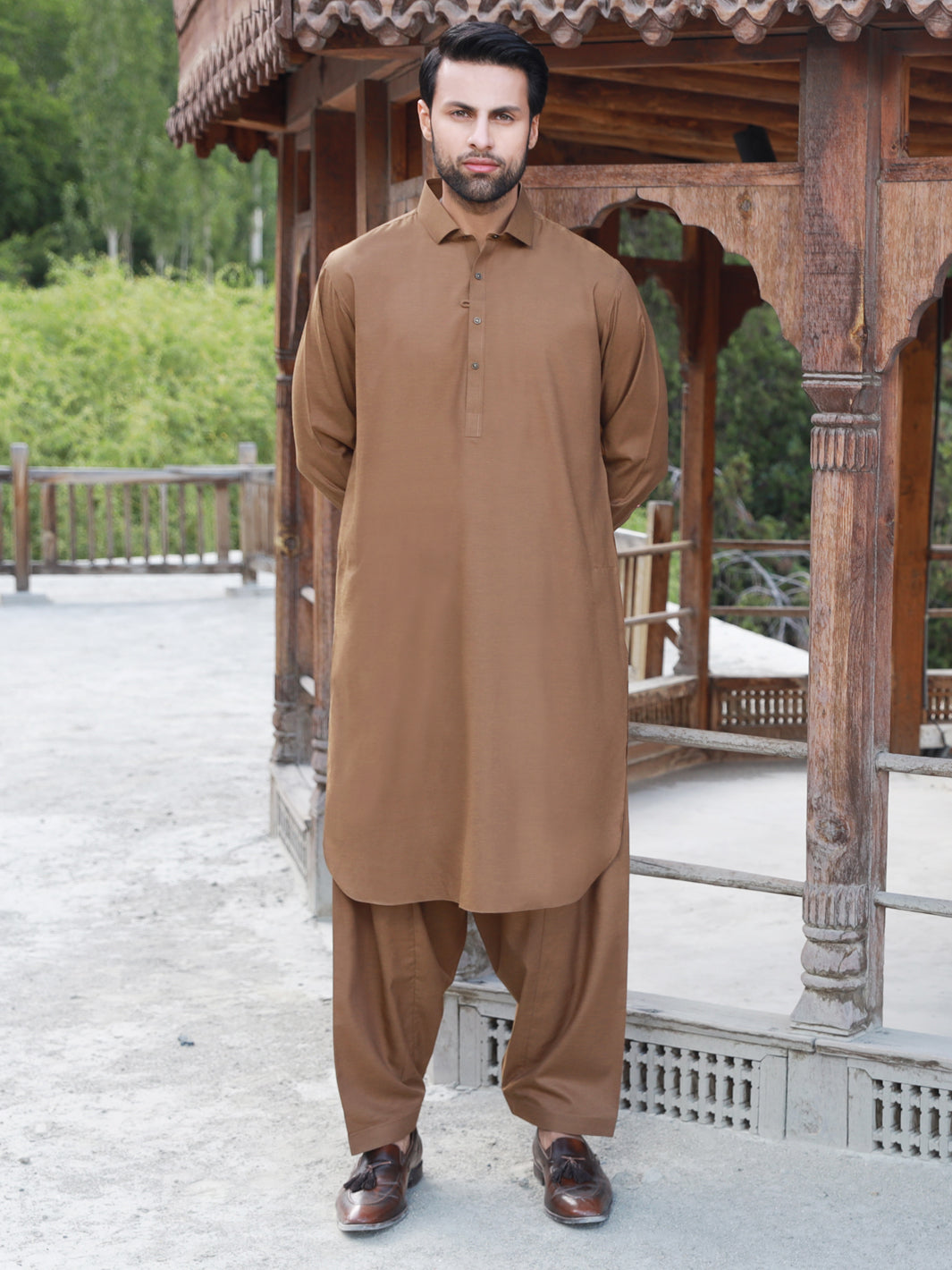 Brown Kameez Shalwar - Wasim Akram By Almirah