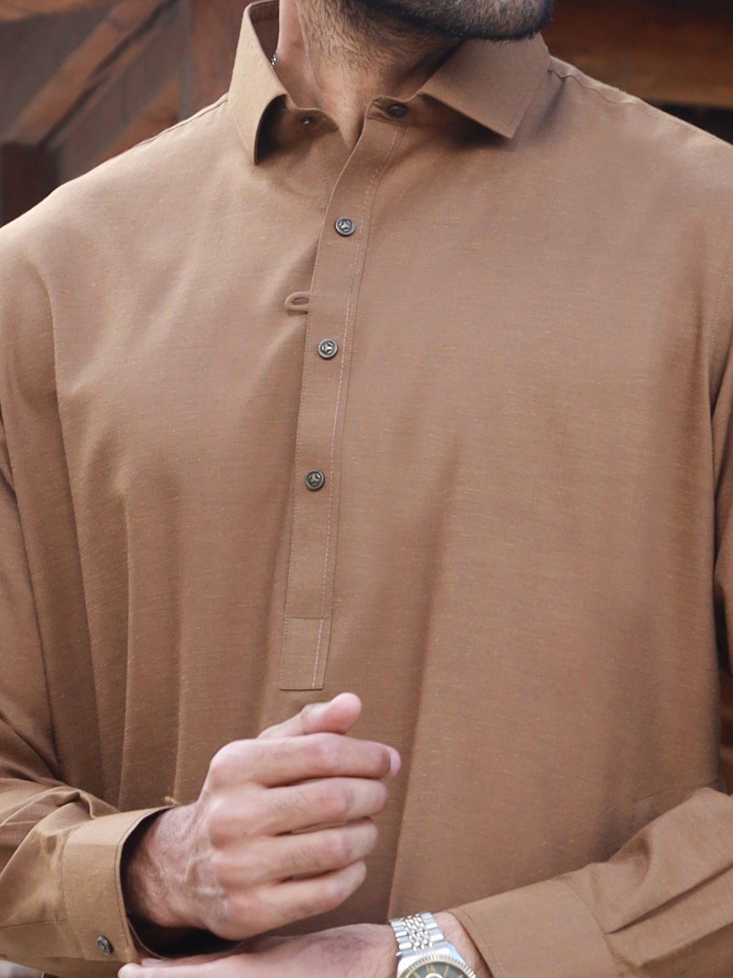 Brown Kameez Shalwar - Wasim Akram By Almirah