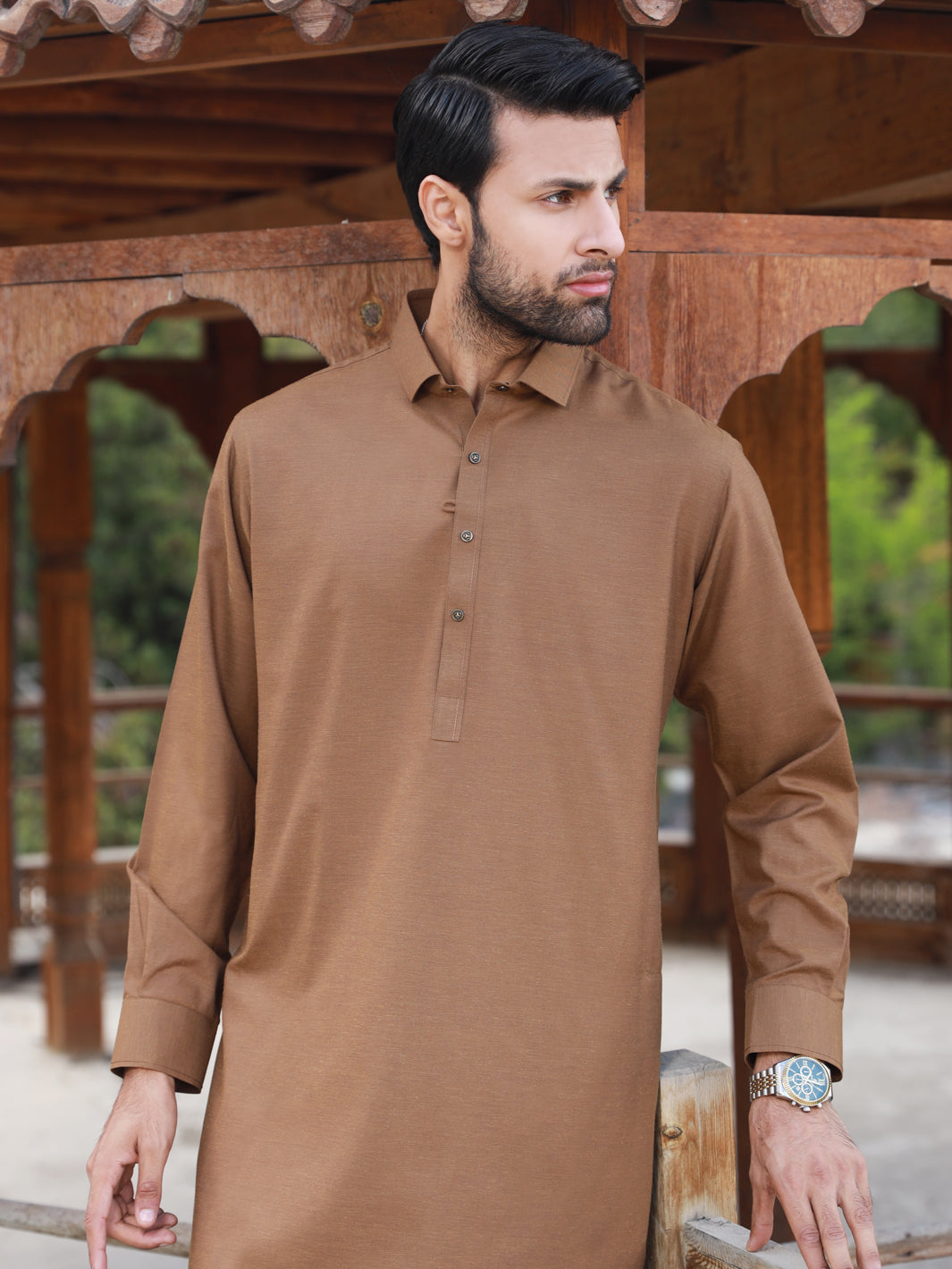 Brown Kameez Shalwar - Wasim Akram By Almirah