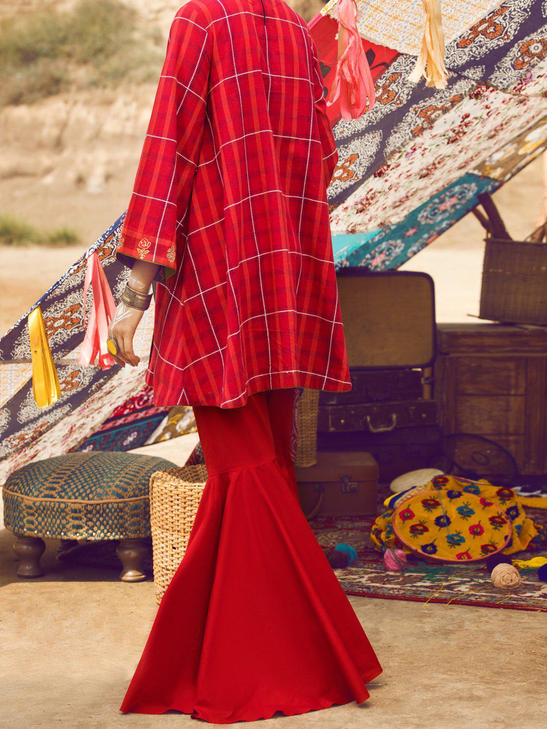 Red Yarn Dyed Kurti - Almirah