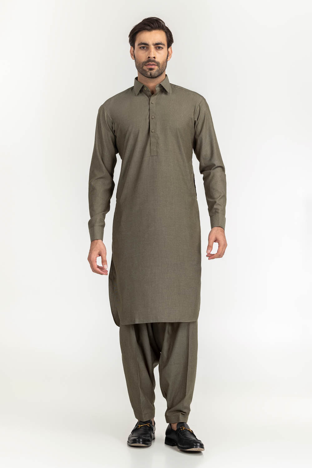 Khaki Kameez Shalwar - Gul Ahmed