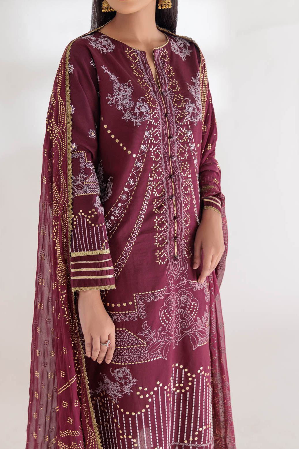 Viscose Maroon 3 Piece Suit - Bonanza