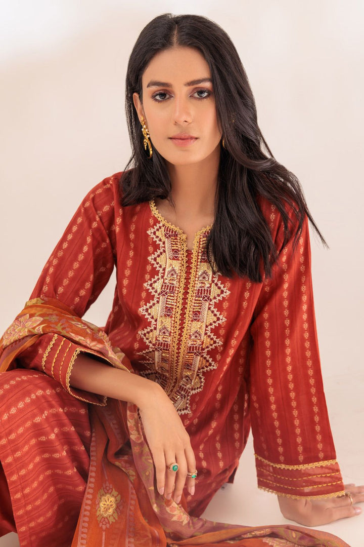 Jacquard Rust 3 Piece Suit - Bonanza