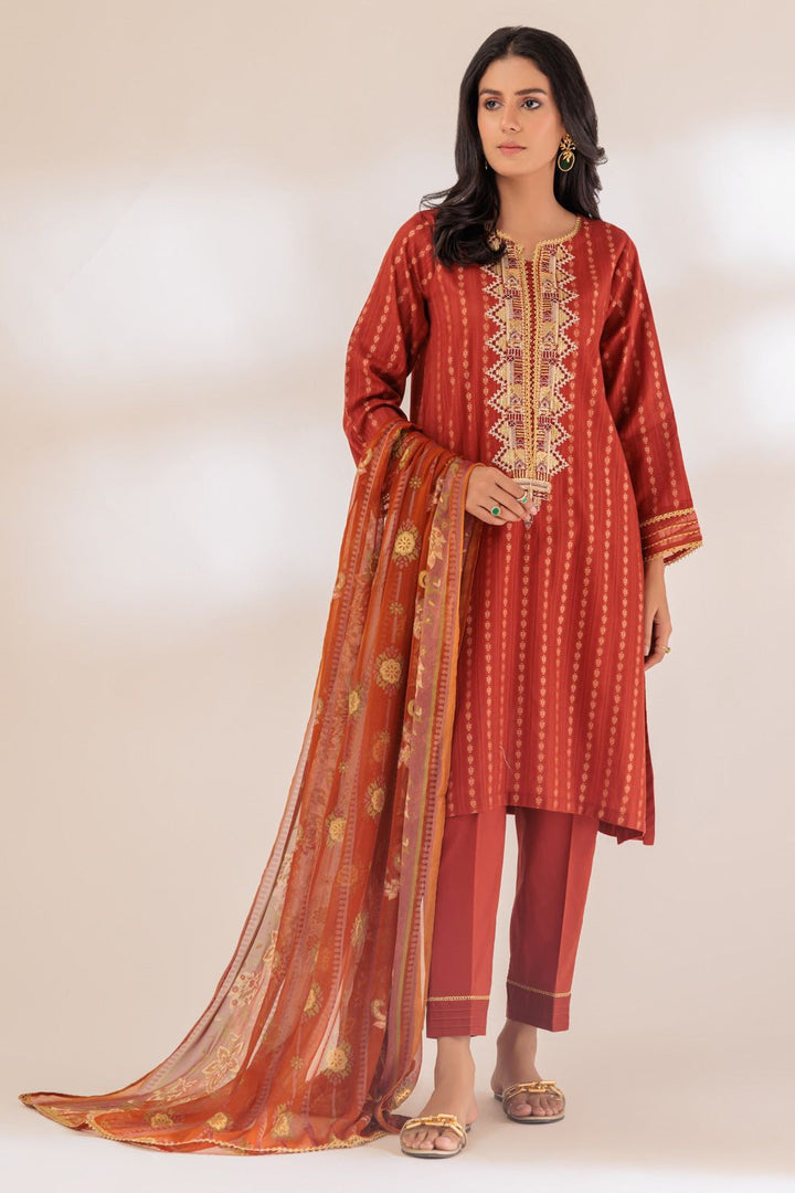 Jacquard Rust 3 Piece Suit - Bonanza