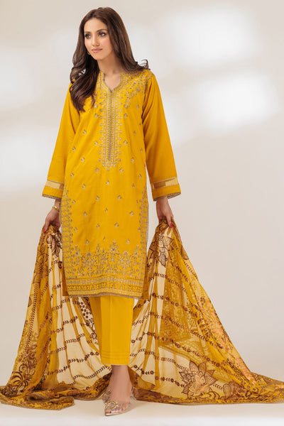 Cambric Mehndi 3 Piece Suit - Bonanza