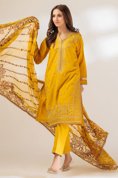 Cambric Mehndi 3 Piece Suit - Bonanza