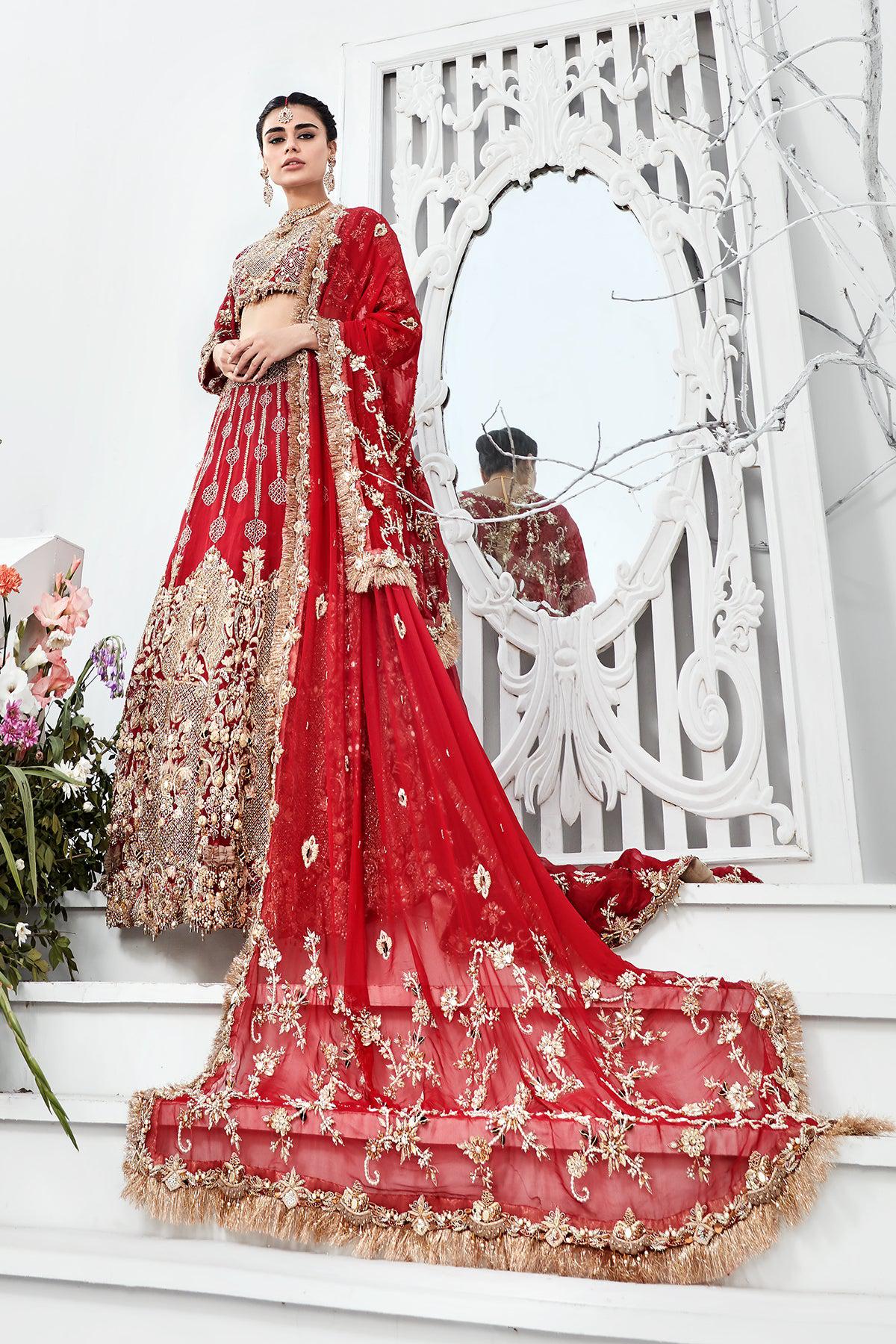 Red Crop Top with Lehnga