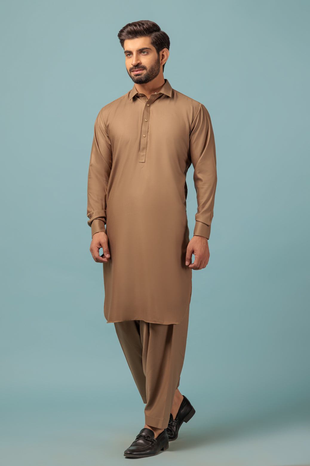 Blended Khaki Shalwar Kameez - Bonanza