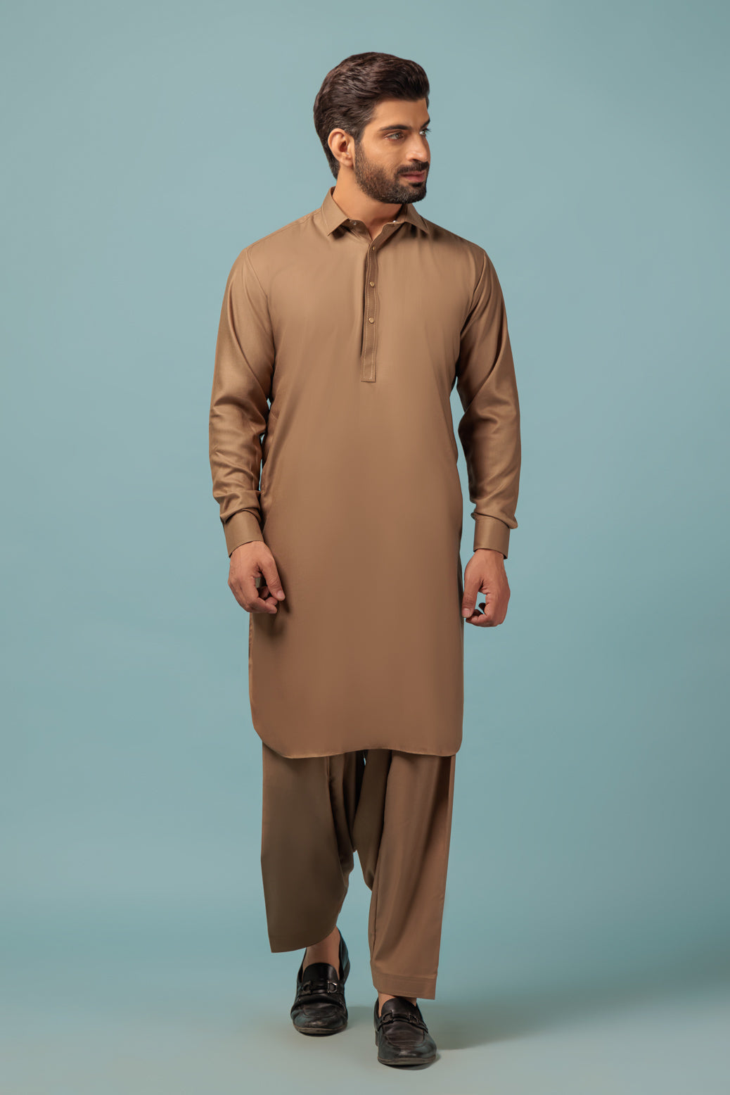 Blended Khaki Shalwar Kameez - Bonanza