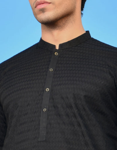 Cotton Black Kurta Pajama - J. Junaid Jamshed