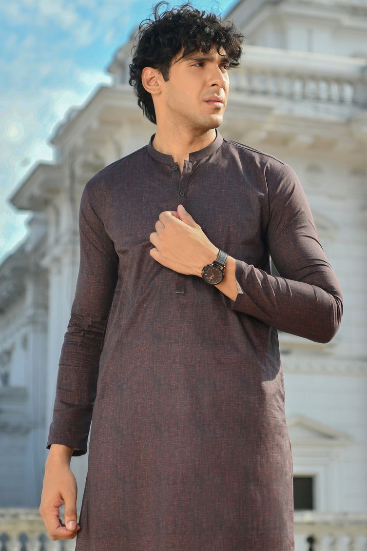 Cotton Brown Kurta - J. Junaid Jamshed