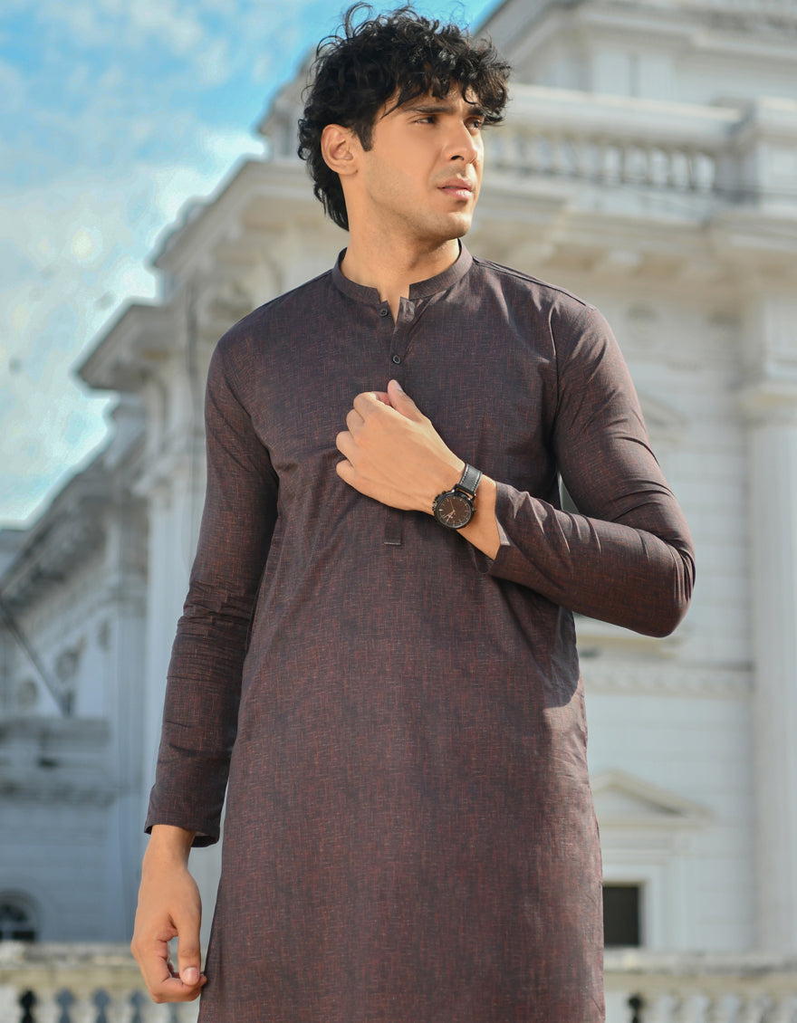 Cotton Brown Kurta - J. Junaid Jamshed