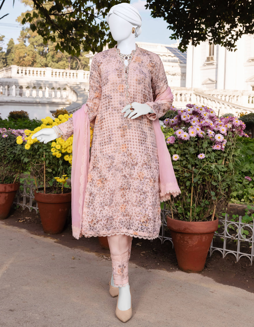 Organza Pink 3 Piece Suit - J. Junaid Jamshed