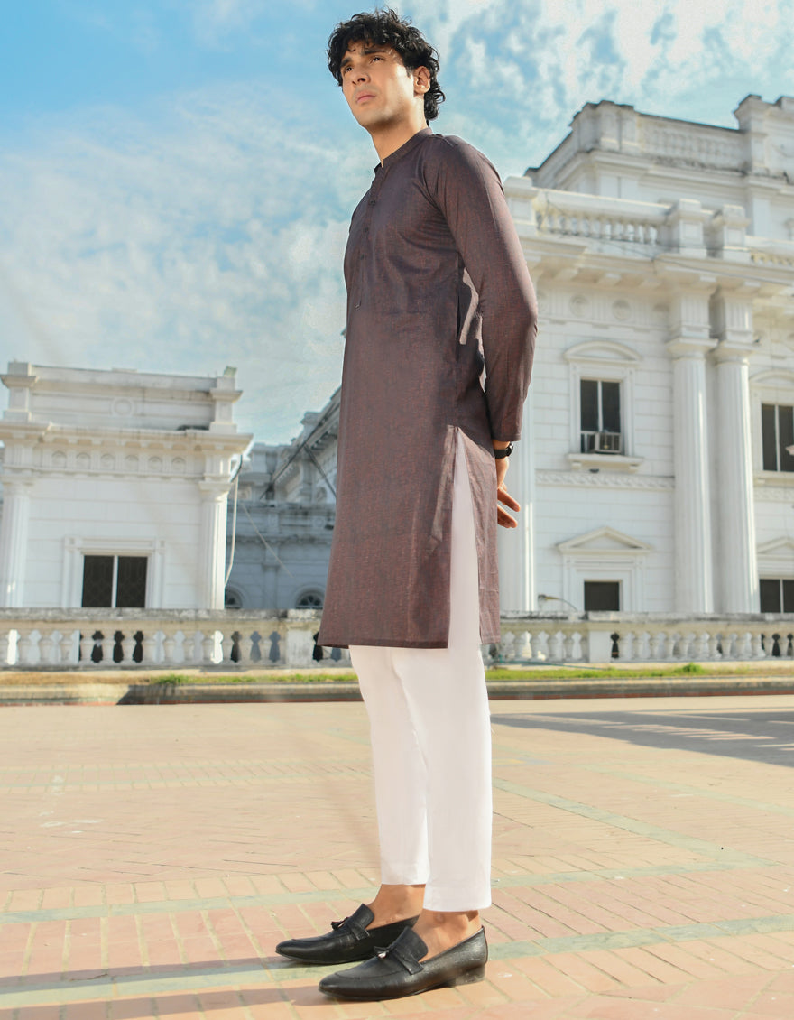 Cotton Brown Kurta - J. Junaid Jamshed