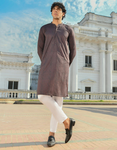 Cotton Brown Kurta - J. Junaid Jamshed