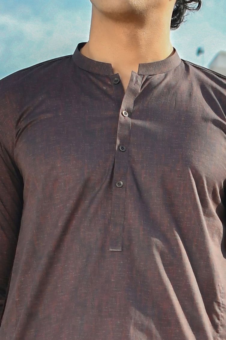 Cotton Brown Kurta - J. Junaid Jamshed