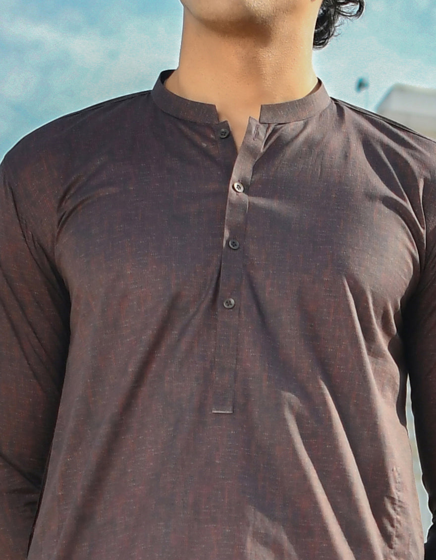 Cotton Brown Kurta - J. Junaid Jamshed